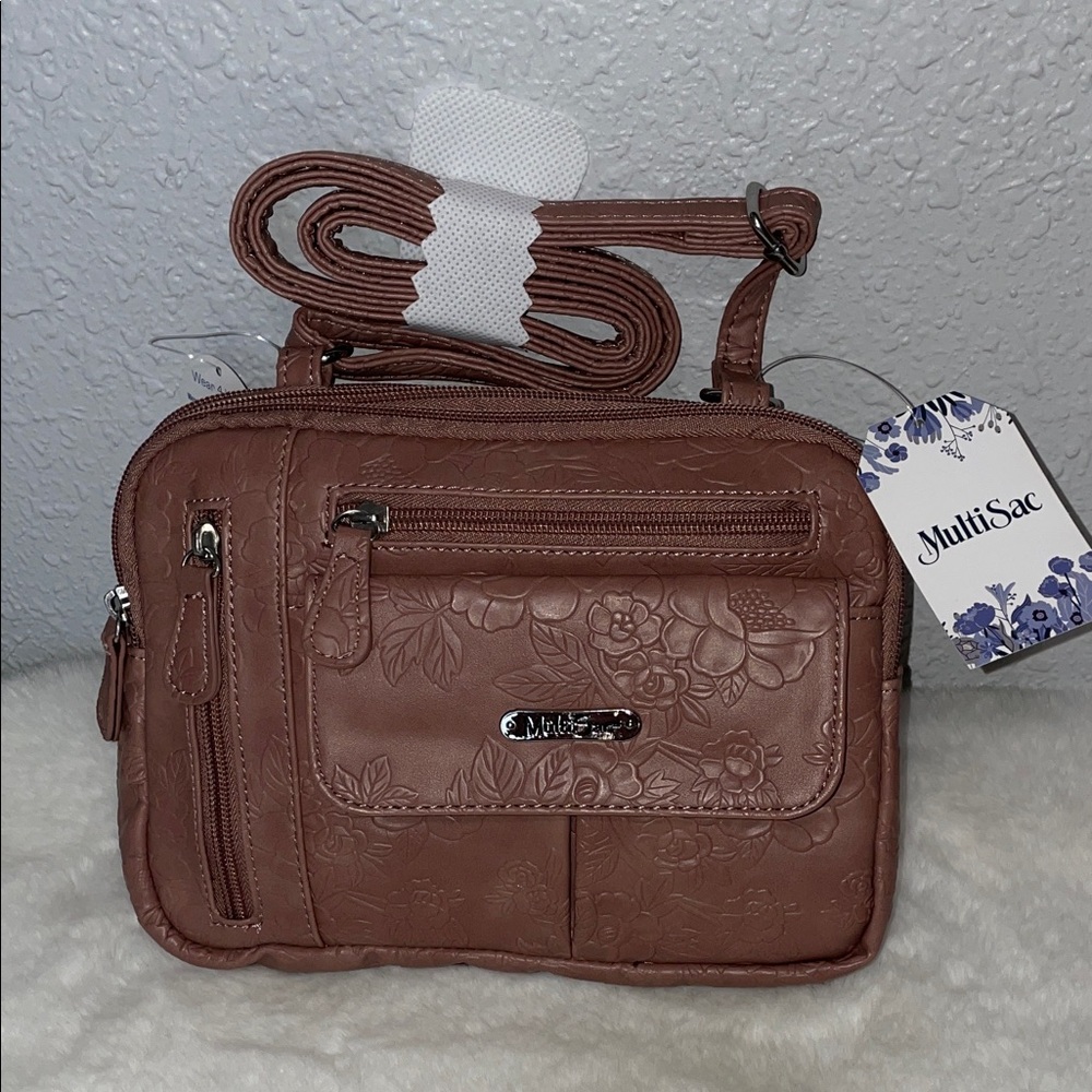 Multisac Zippy Triple Compartment Crossbody Bag Dusty Rose